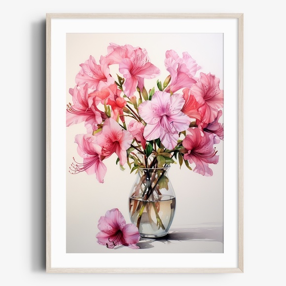 Watercolor Azalea Wall Art Illustration Print Poster Unframed - Picture 1 of 5